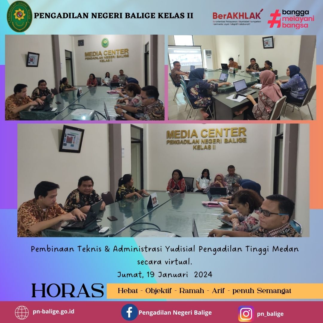PEMBINAAN TEKNIS DAN ADMINISTRASI YUDISIAL PENGADILAN TINGGI MEDAN SECARA VIRTUAL